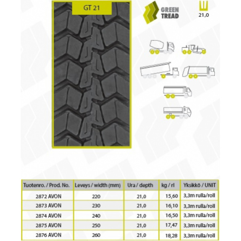 GT 315/70R22,5 GT21 MICH1 atjaunota riepa M+S Drive ON/OFF
