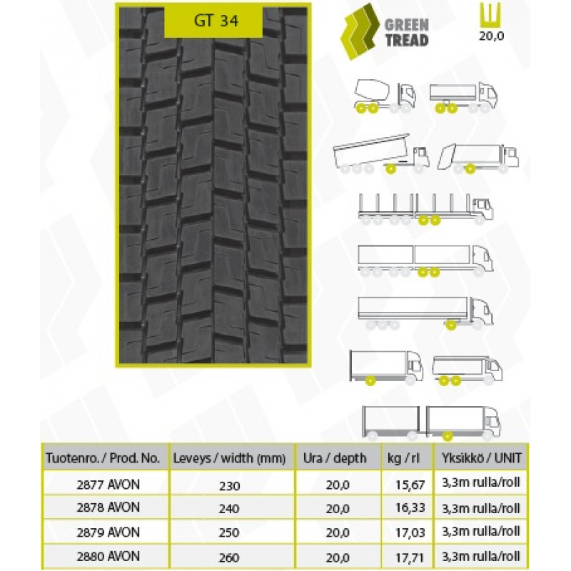 GT 295/80R22,5 GT34 MICH1 Retreaded M+S