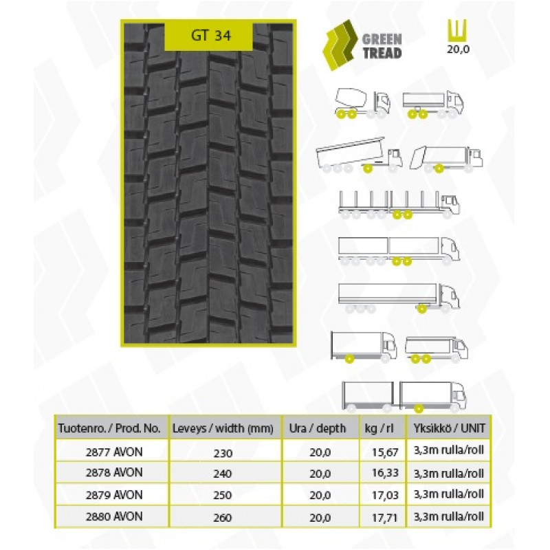 GT 295/80R22,5 GT34 EU1 atjaunota riepa M+S Drive Regional